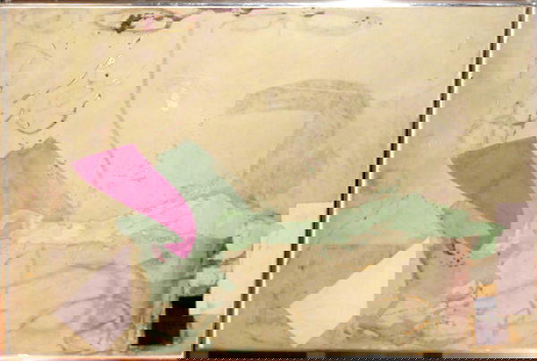 092458: PETER PLAGENS, OIL, GOUACHE & WATERCOLOR: PETER PLAGENS (AMER. B. 1941), OIL CRAYON, GOUACHE & WATERCOLOR, UNTITLED, 1974, 29 1/2" X 41 1/2":Artist affiliated with New York and best known for abstract, and collage style.