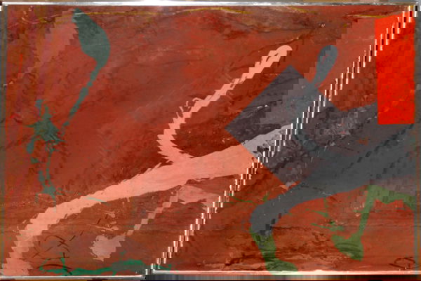 092459: PETER PLAGENS, OIL, GOUACHE & WATERCOLOR: PETER PLAGENS (AMER. B. 1941), OIL CRAYON, GOUACHE & WATERCOLOR, UNTITLED ABSTRACT, 1974, 29" X 41":Artist affiliated with New York and best known for abstract, and collage style. Mixed media.