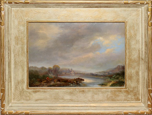 ILLEGIBLY SIGNED "J. DE WIT___", OIL ON PANEL: ILLEGIBLY SIGNED "J. DE WIT___", 18TH/EARLY 19TH C. OIL ON WOOD PANEL, 9 1/2" X 12 1/2":Robert Hubbard and Son, Toronto, Ontario label on verso. Partially illegibly signed lower right. Marked "De Wit"