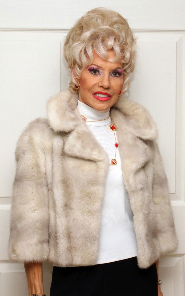 WHITE MINK JACKET: WHITE MINK JACKET:20" from collar to hem.