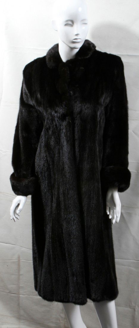 BLACKGLAMA MINK FULL-LENGTH COAT: BLACKGLAMA MINK FULL-LENGTH COAT:Label: McKay Furs, Kingston, Ontario. Cuffs, half belt. L 43".