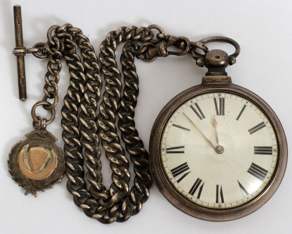 VICTORIAN STERLING POCKET WATCH, CHESTER,: VICTORIAN STERLING POCKET WATCH, CHESTER, 1891-92, WITH WORKS BY WM. PRESTON OF LANCASTER:Size 18 open face pocket watch having a sterling silver case with works marked "Wm. Preston/Lancaster/9629" (s