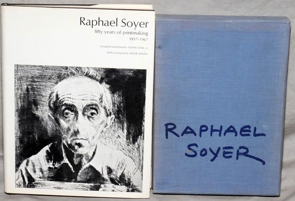 BOOKS ON RAPHAEL SOYER, INCLUDING AN ORIGINAL P: BOOKS ON RAPHAEL SOYER, TWO, INCLUDING AN ORIGINAL PRINT:Including by Sylvan Cole, Jr., RAPHAEL SOYER: FIFTY YEARS OF PRINT MAKING, 1917-1967, and RAPHAEL SOYER: DIARY OF AN ARTIST, New Republic Books