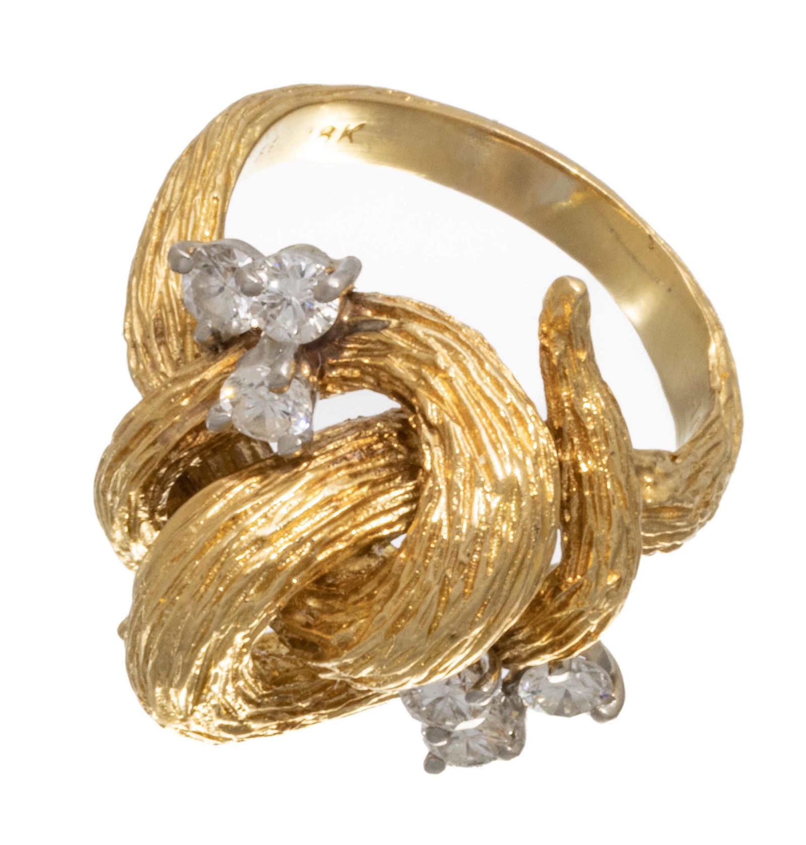 Kurt Wayne (Austrian, 1909-1990) 18kt Yellow Gold & Diamond Ring, 11g Size: 6 (1 of 7)