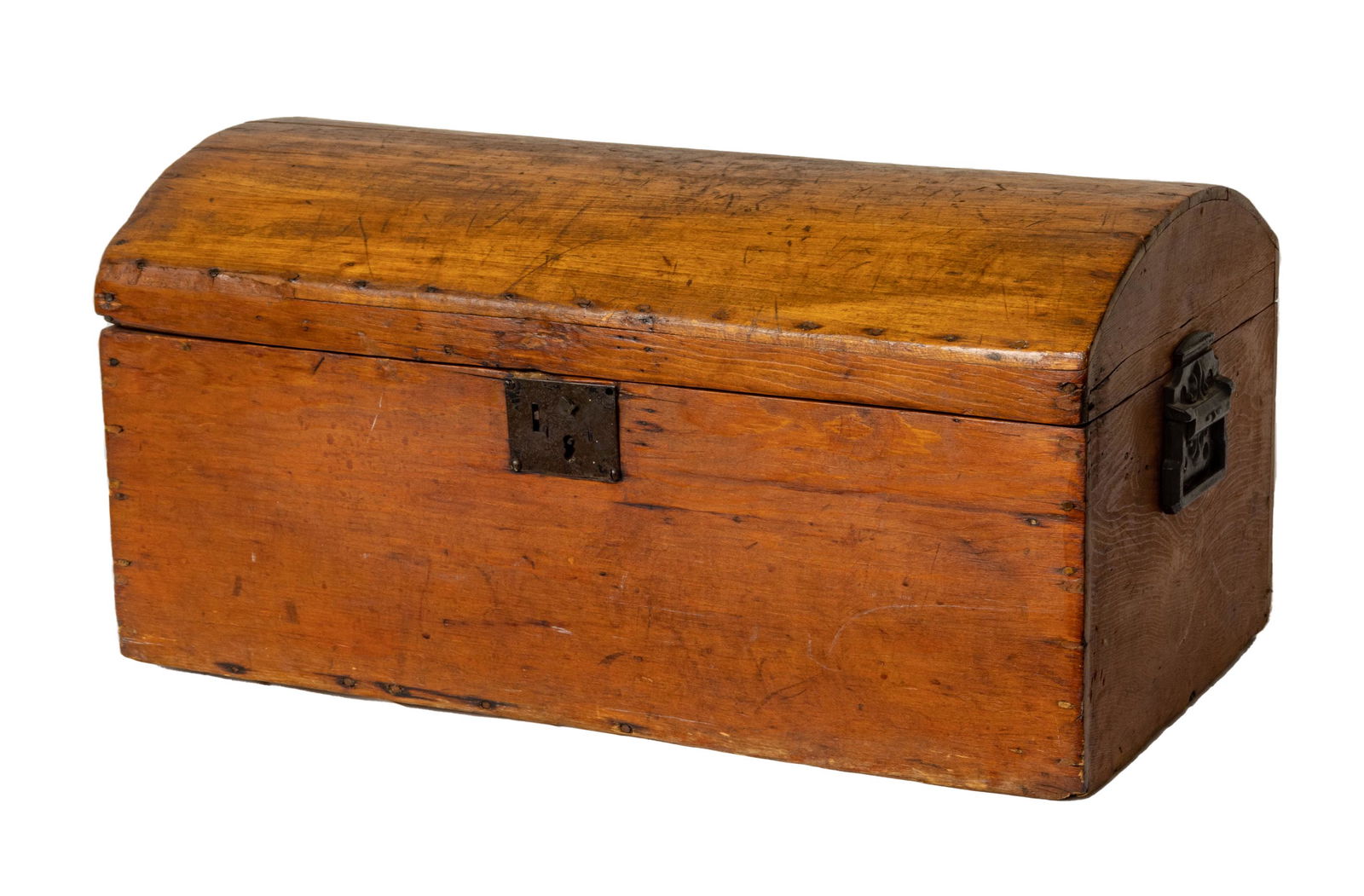 American, Primitive Hump Style, Pine Trunk, 18Th-19Thc., H 13", W 27" (1 of 4)