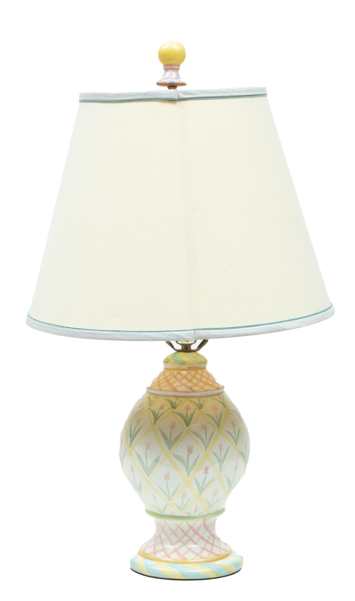 MacKenzie-Childs (New York) Painted Terracotta Lamp, H 30'' Dia. 7.5'' (1 of 3)