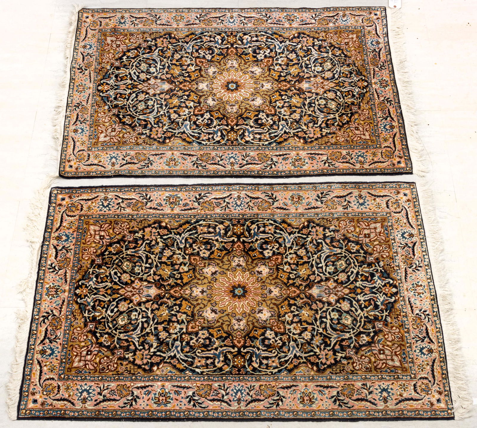 Kashmir Handwoven Wool And Silk Rugs, W 3' 1'' L 5' 1 Pair (1 of 2)
