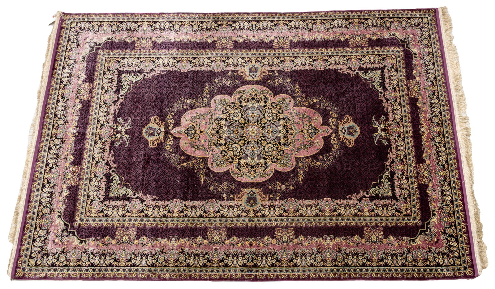Kayseri, Turkey, Silk -like Woven Area Rug W 4.10' L 7.6': Kayseri, Turkey, Silk -like Woven Area Rug W 4.10' L 7.6' | Lavender primary color.
