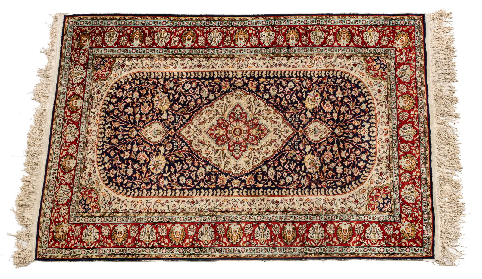 Chinese Qum Handwoven Silk Rug, W 3' L 4' 7'' (1 of 2)