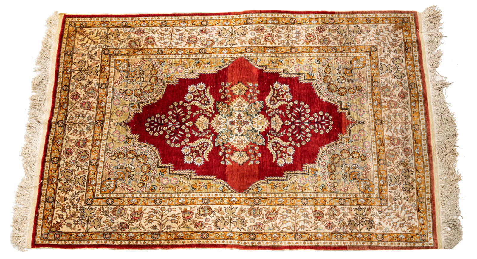 Turkish Kasari Handwoven Silk Rug W 3' 4'' L 5' 1'' (1 of 2)