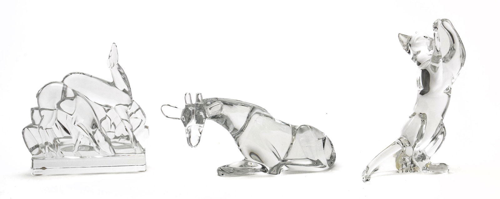 Baccarat (French, 1764) & Loet Vanderveen Crystal Animal Figurines, H 7'' W 2.5'' L 4.5'' 3 pcs (1 of 6)
