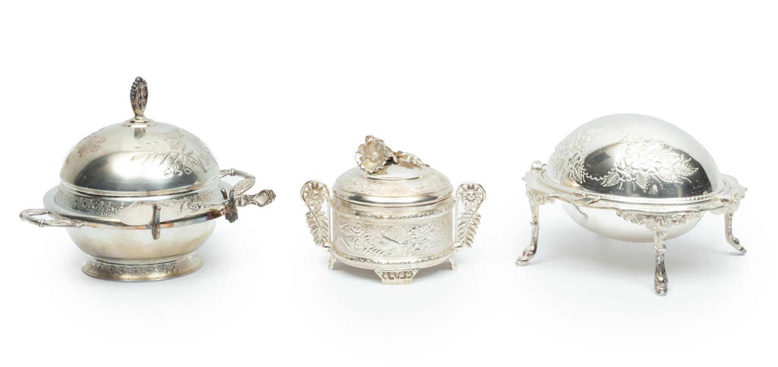 Silver Plate Roll Top Casserole 7", Meriden Box, Pairpoint Butter Dish 3 pcs (1 of 10)