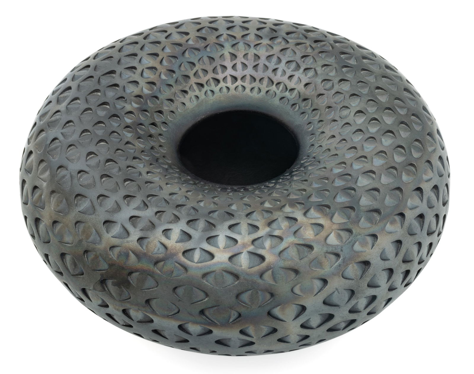 Michael Wisner (American) Art Pottery Vase C. 2006, H 4.25'' Dia. 9'' (1 of 5)