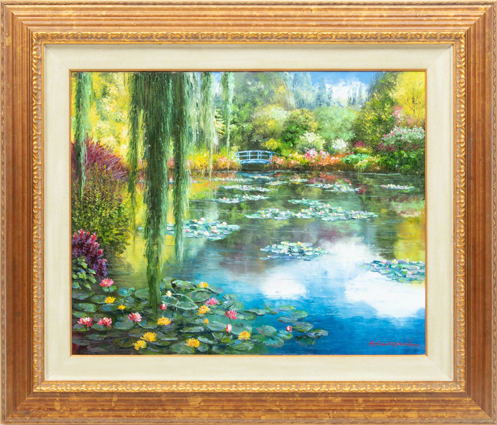 S. Sam Park (American/Korean, B. 1949) Oil On Canvas, Monet's Garden, H 24'' W 30'' (1 of 4)