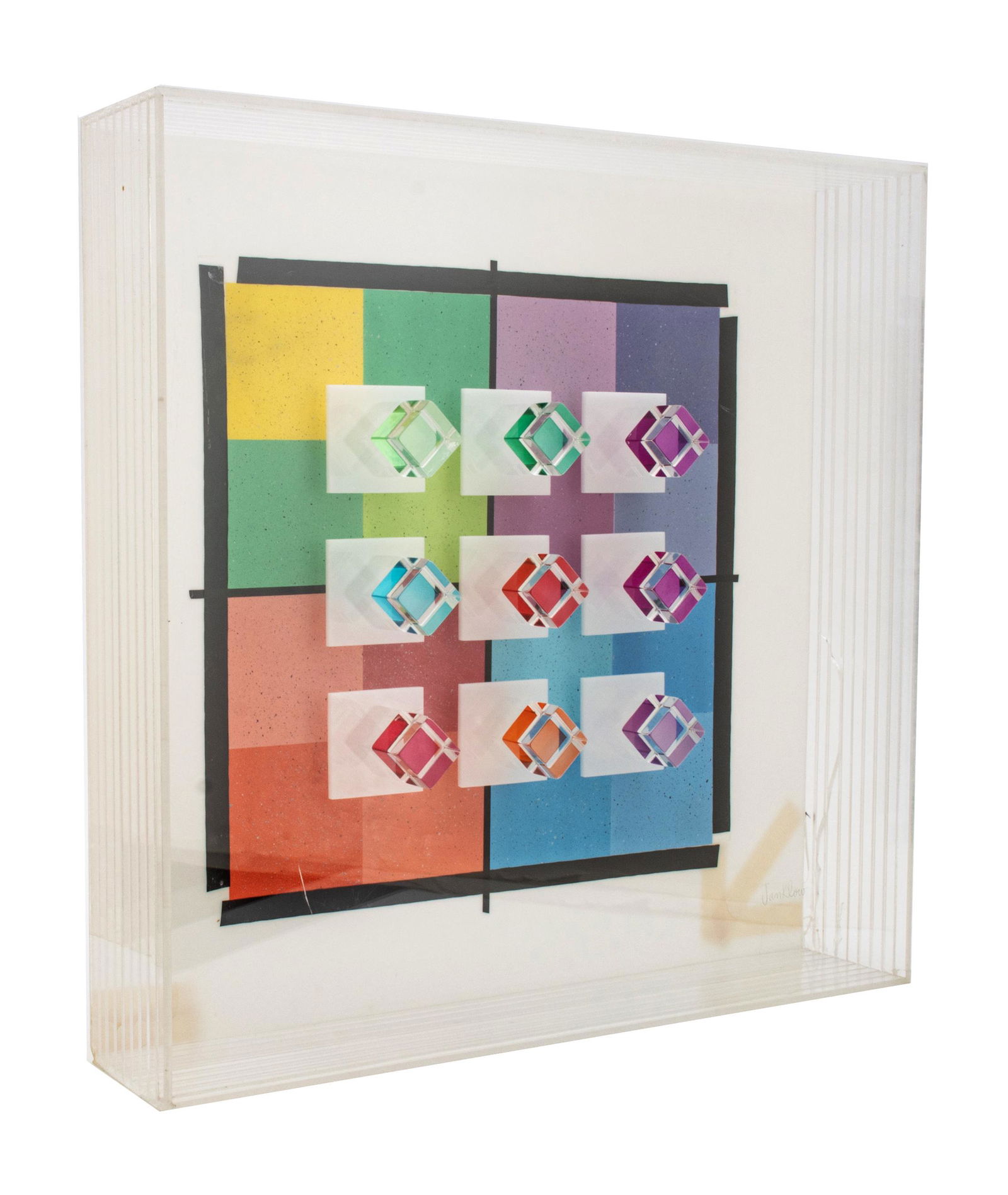 Leonard Janklow (American, 1919-2006) Plexiglas And Acrylic Op Art Wall Sculpture, H 25'' W 25'' (1 of 6)