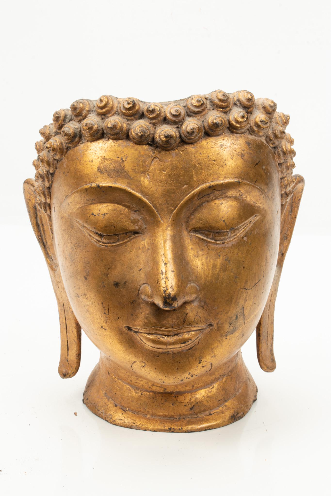 Thai Gilt Bronze Sculpture, H 10.5", W 8.5" Serene Buddha (1 of 4)