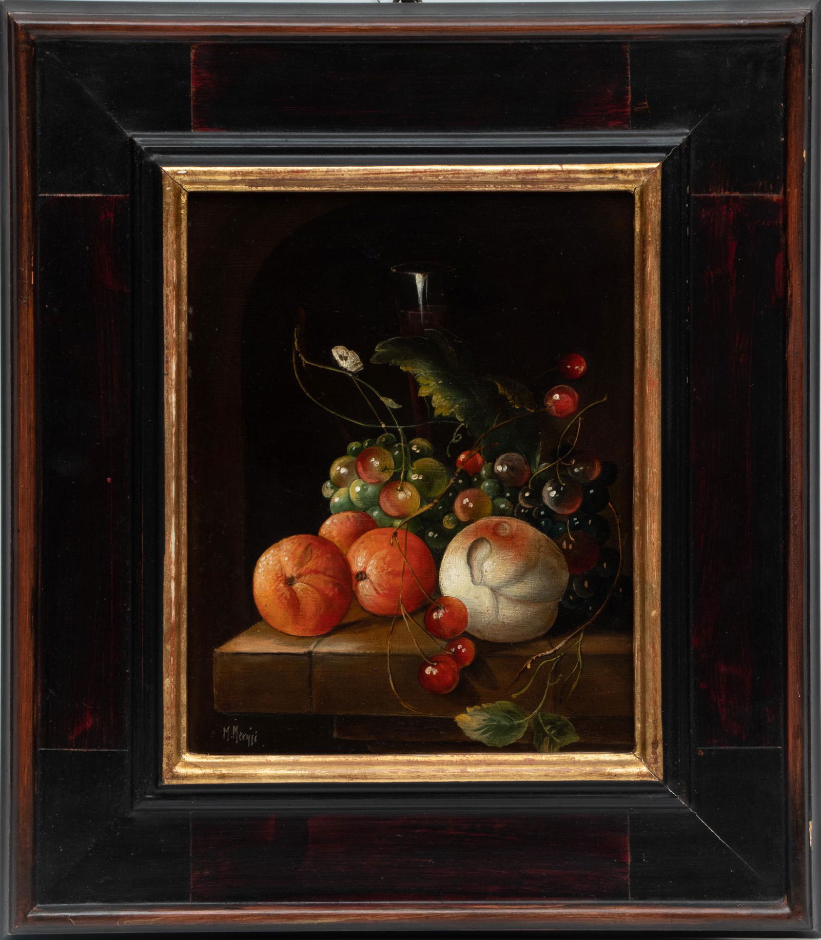 Maria Meriggi, Florence, Italy Oil On Copper C. 2000, Still Life Of Summer Fruits, H 10'' W 7'' (1 of 4)