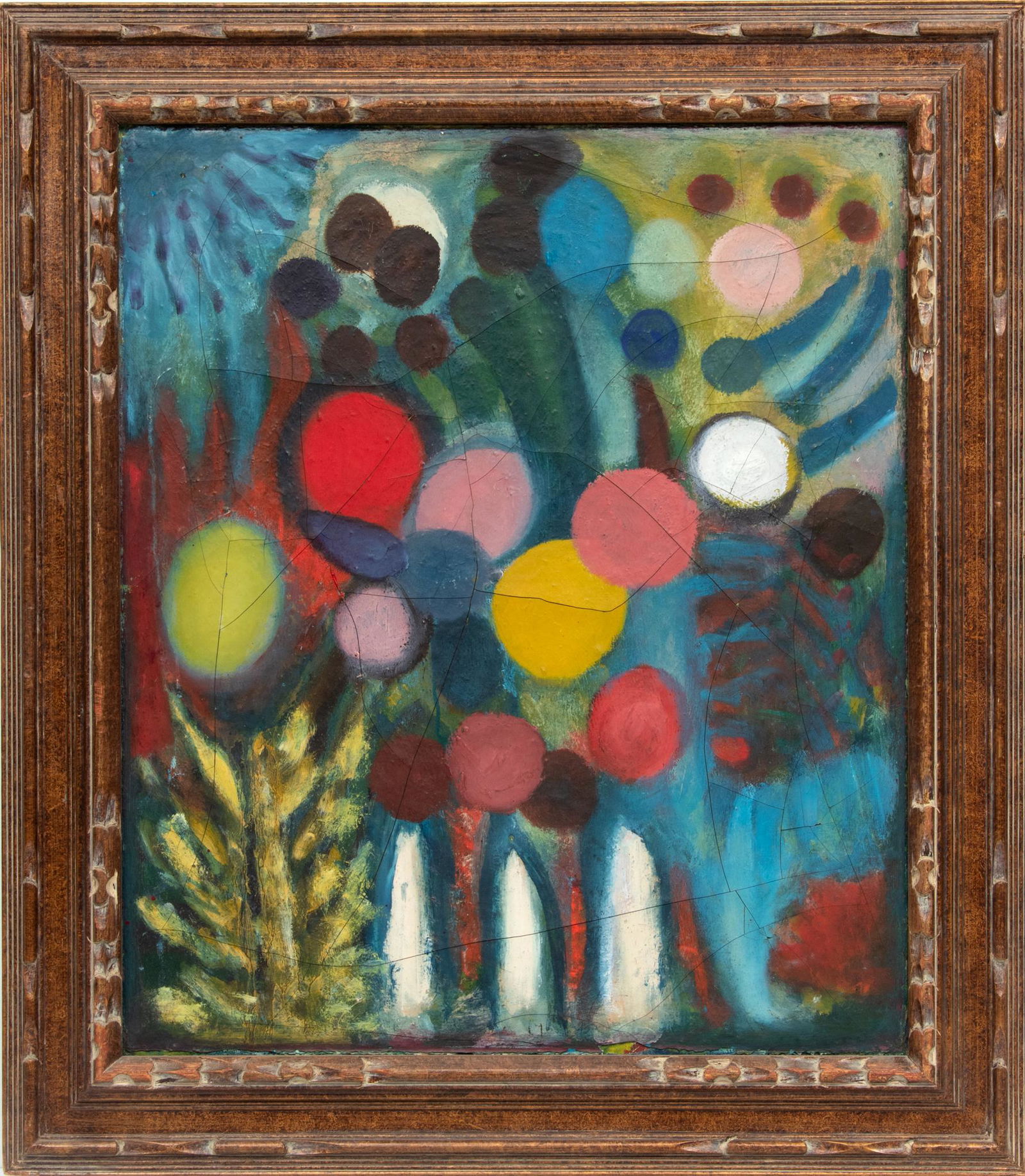 L.J.J. (Danish) Abstract Modern Oil On Canvas, 1938, Fantasi Portrait, H 25.5'' W 21.75'' (1 of 3)