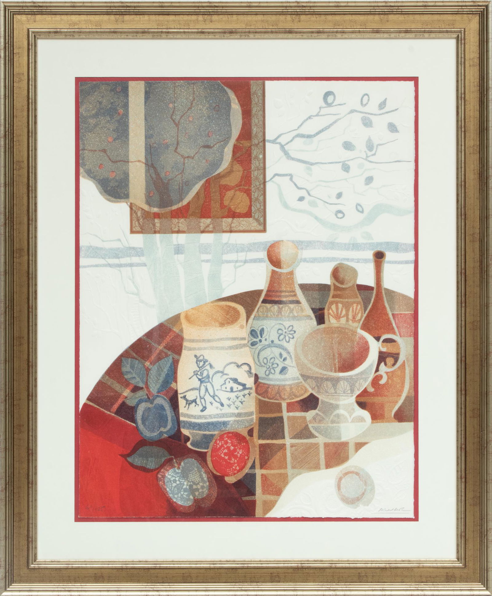 Alvar (Spanish, 1935) Embossed Lithograph On Paper, Tablescape, H 26'' W 20'' (1 of 4)