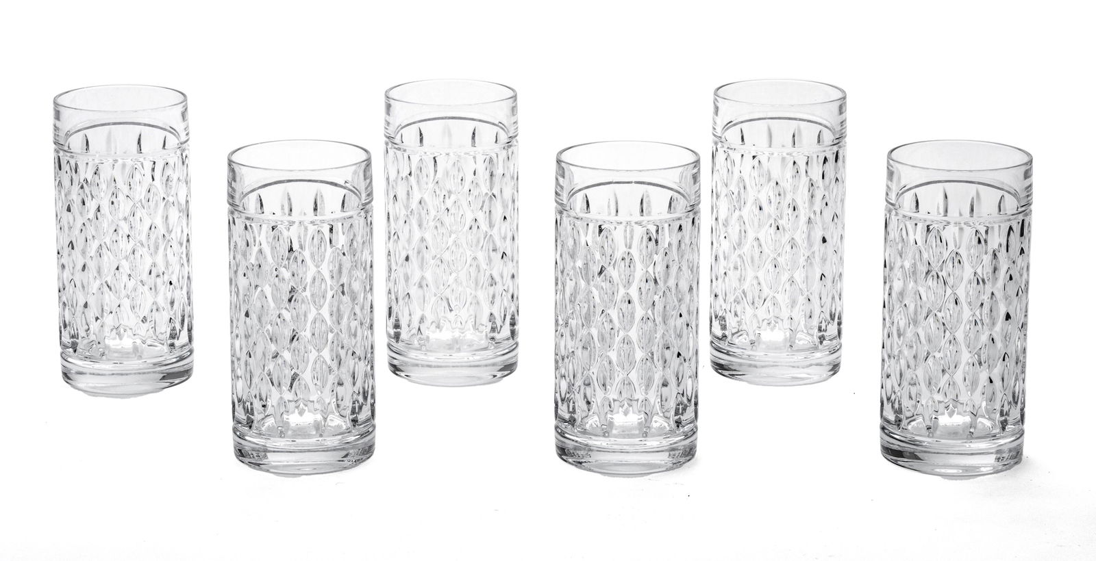 RALPH LAUREN, "ASTON" CRYSTAL HIGHBALL GLASSES SET OF SIX H 6" (1 of 4)