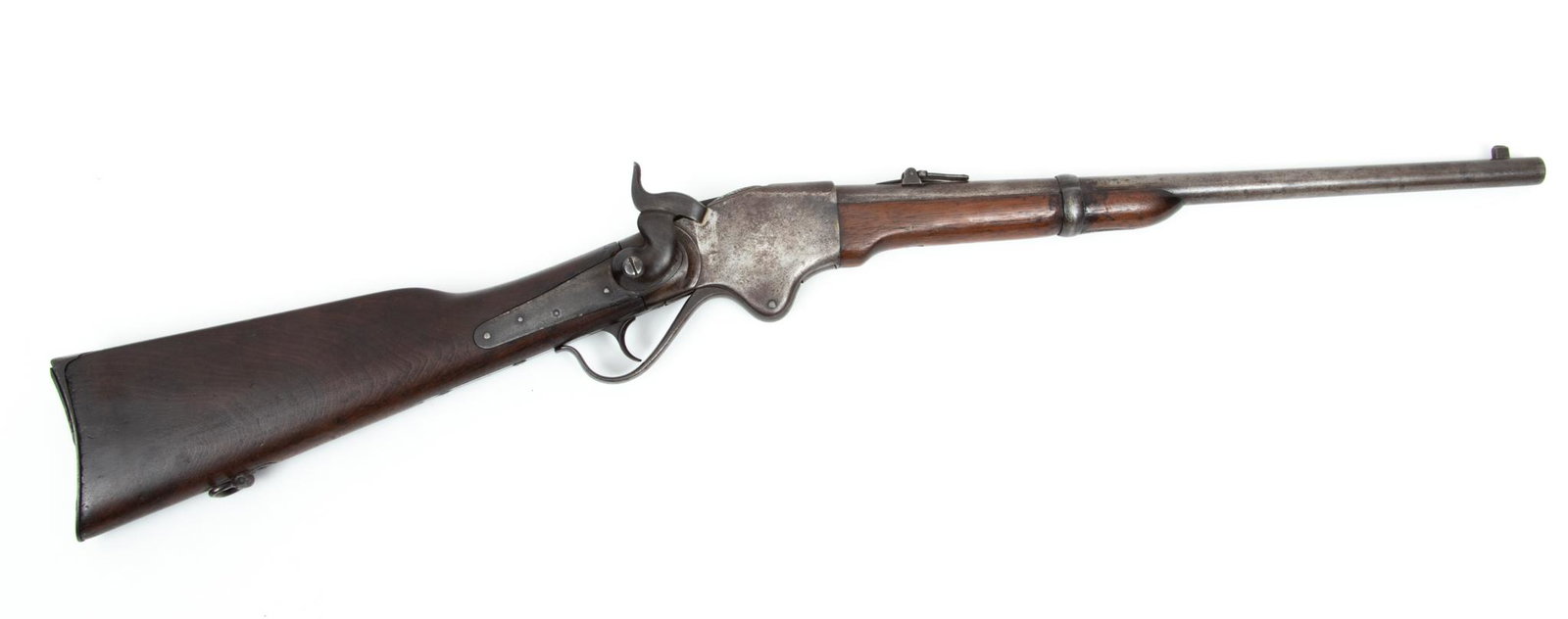 Burnside Contract Model 1865 Spencer Saddle Ring Repeating Carbine, .52 Cal, C. 1860s, SN 3586,: Burnside Contract Model 1865 Spencer Saddle Ring Repeating Carbine, .52 Cal, C. 1860s, SN 3586, 18.5" Barrel | Receiver marked "Model 1865 Spencer Repeating Rifle, Pat'd March 6, 1860, Manuf 'd At Pro