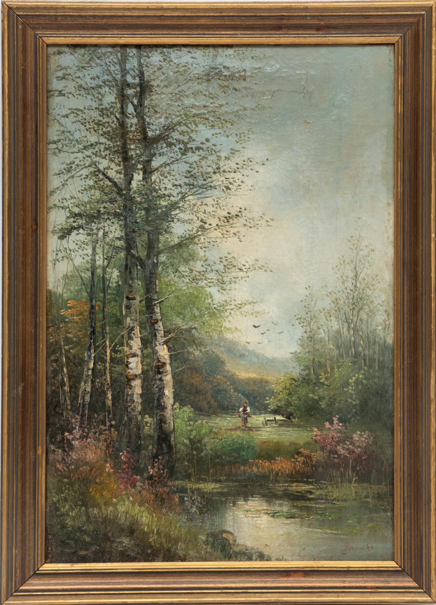 Signed Franke, Oil On Canvas, Woodland Scene, H 18.75'' W 12.5'' (1 of 4)