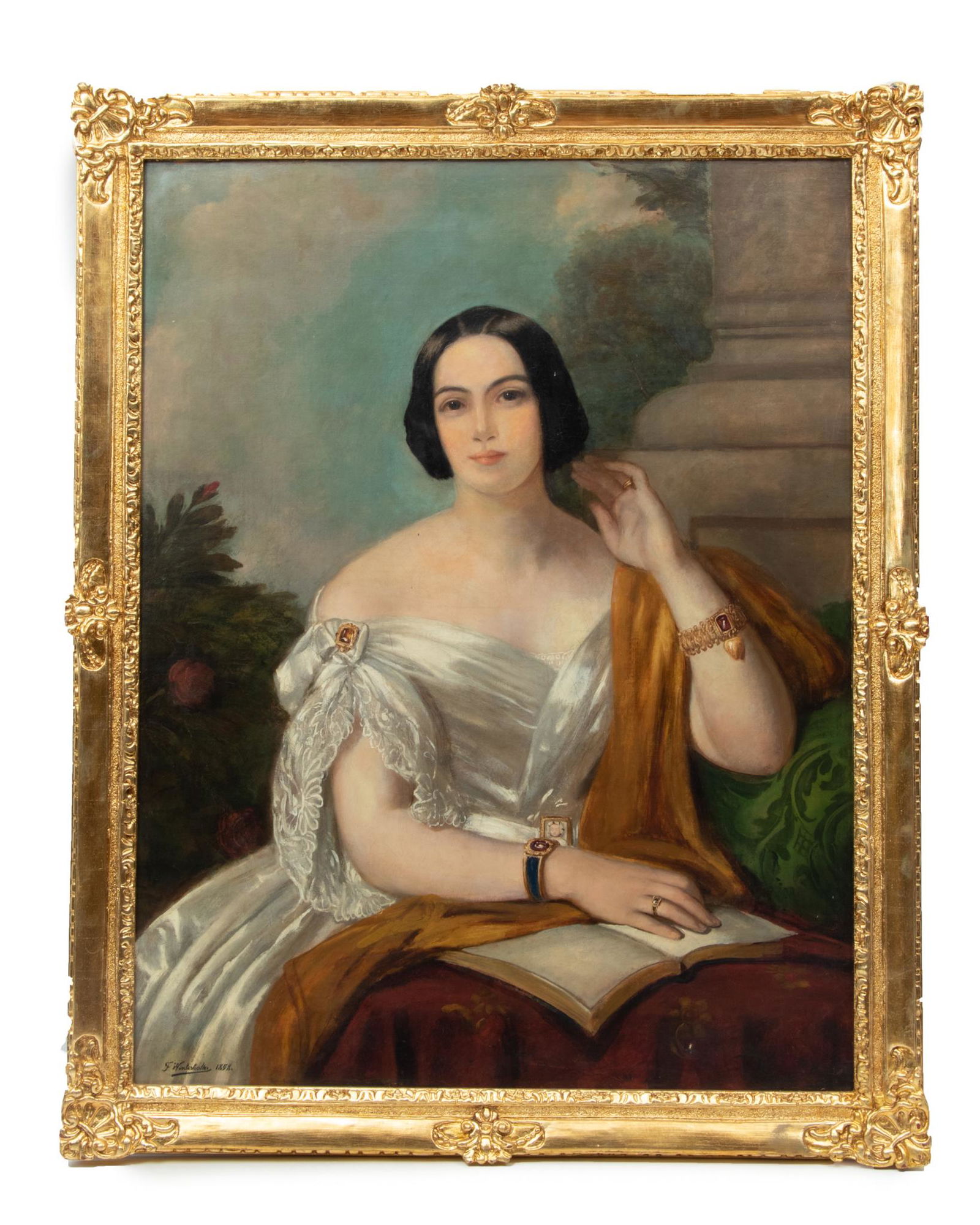 Franz Xaver Winterhalter (German, 1805-1873) Oil On Canvas, 1858, Portrait Of A Lady, H 44.5'' W (1 of 4)