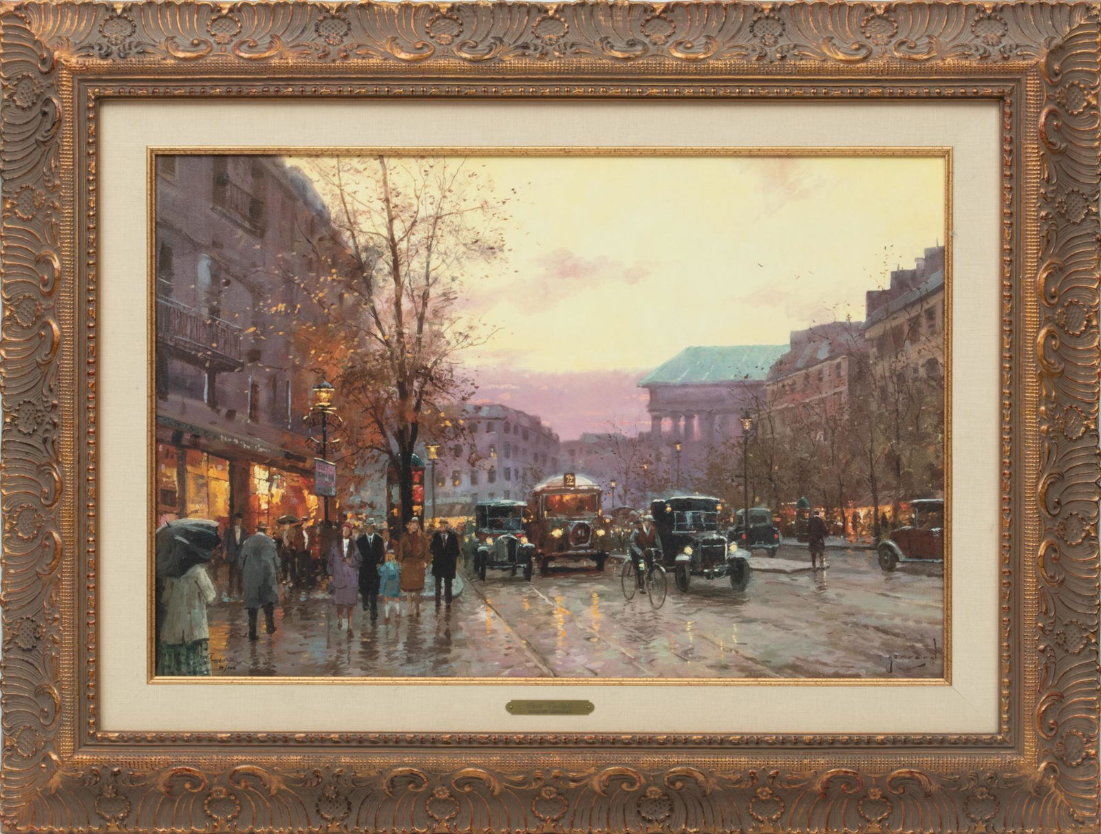 Thomas Kinkade (American, 1958-2012) Canvas Print, Late 20th C., "Paris Twilight", #89/550, H 18'' W (1 of 5)