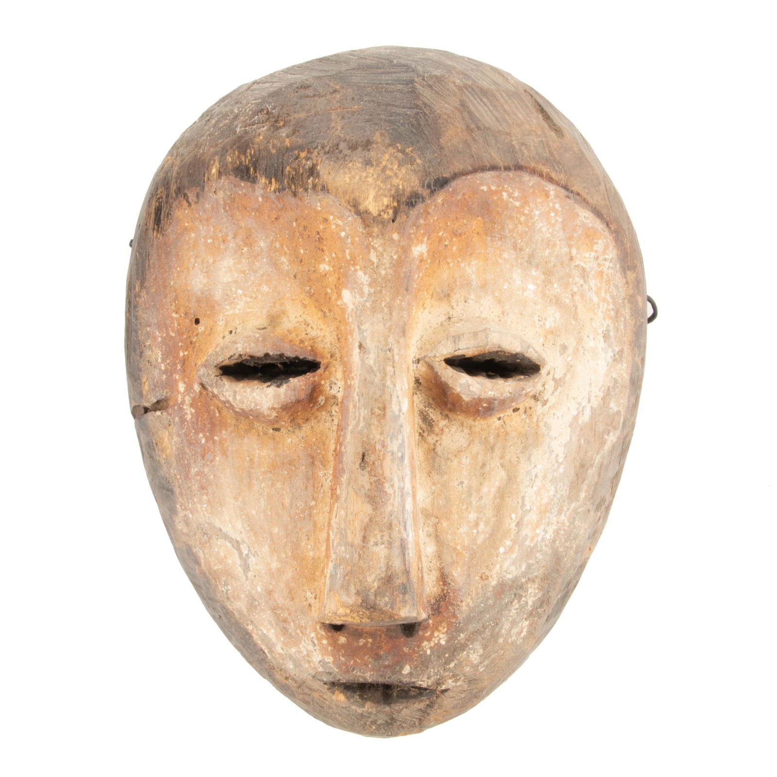 Lega, Democratic Republic Of The Congo, African Polychrome Carved Wood Mask, H 9" W 7" (1 of 2)