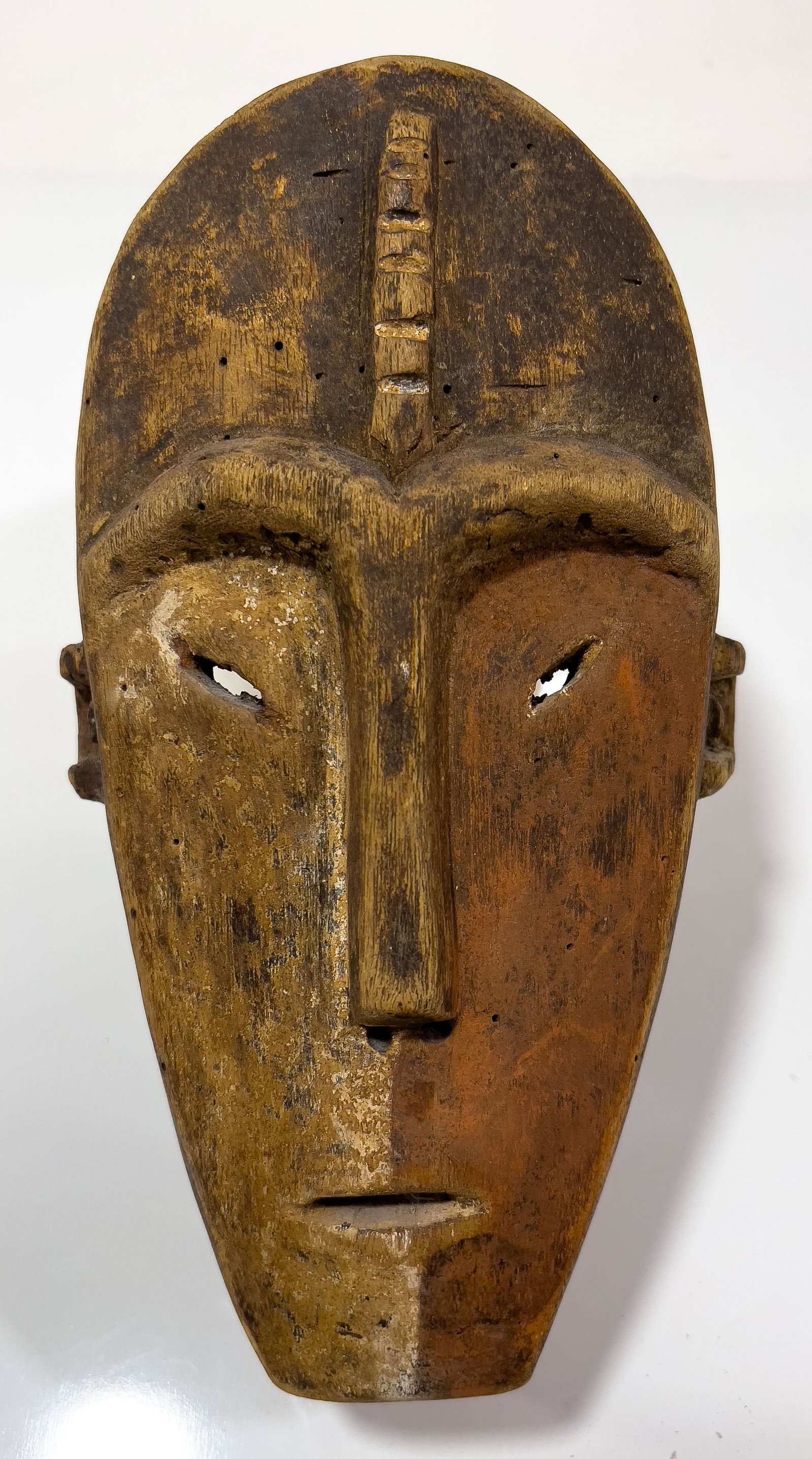 African Polychrome Carved Wood Mask, H 9.5", W 5" (1 of 5)