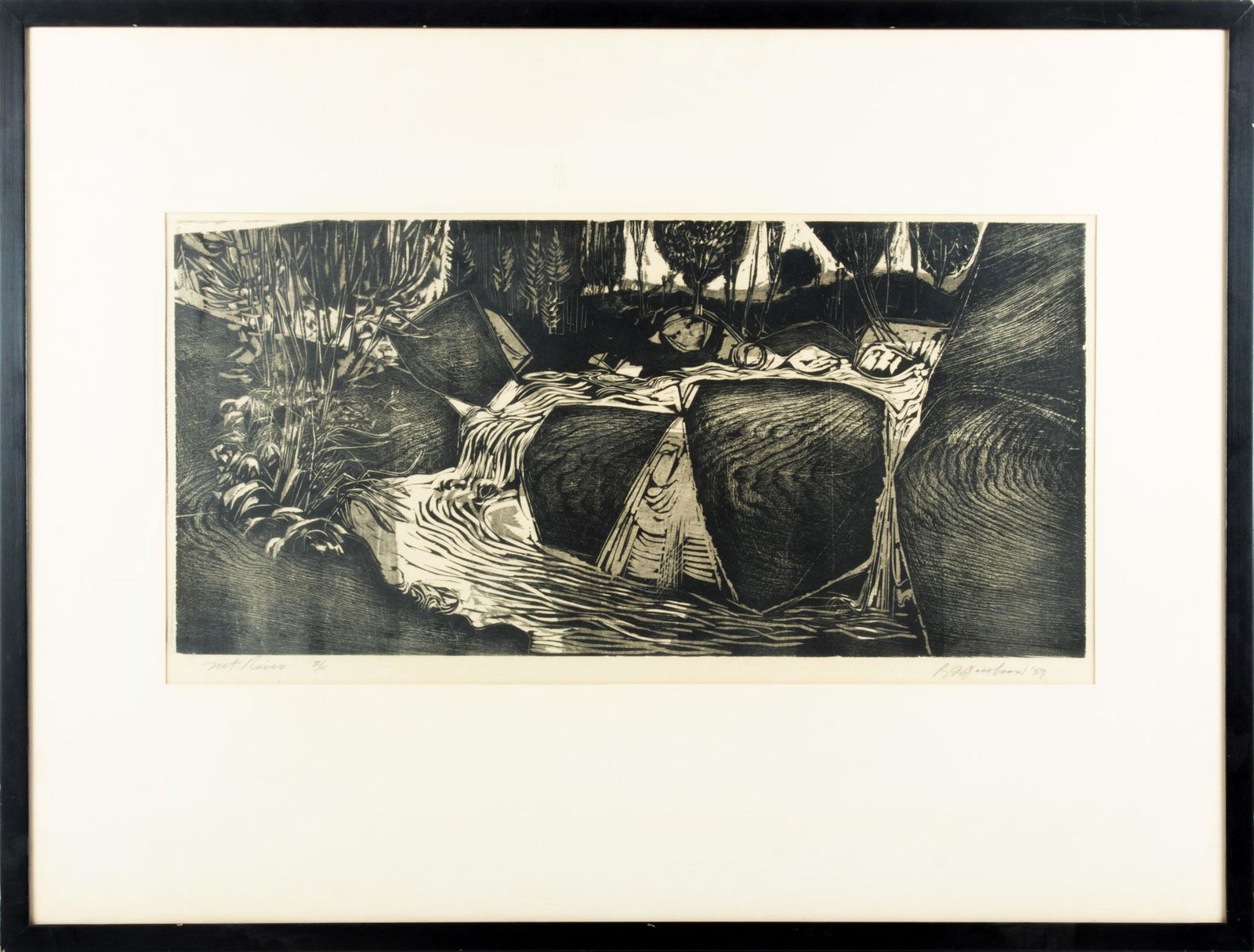 B. G. Jacobson Lithograph On Paper  1959, "Net River", H 14.5'' W 30'' #2/11 (1 of 4)