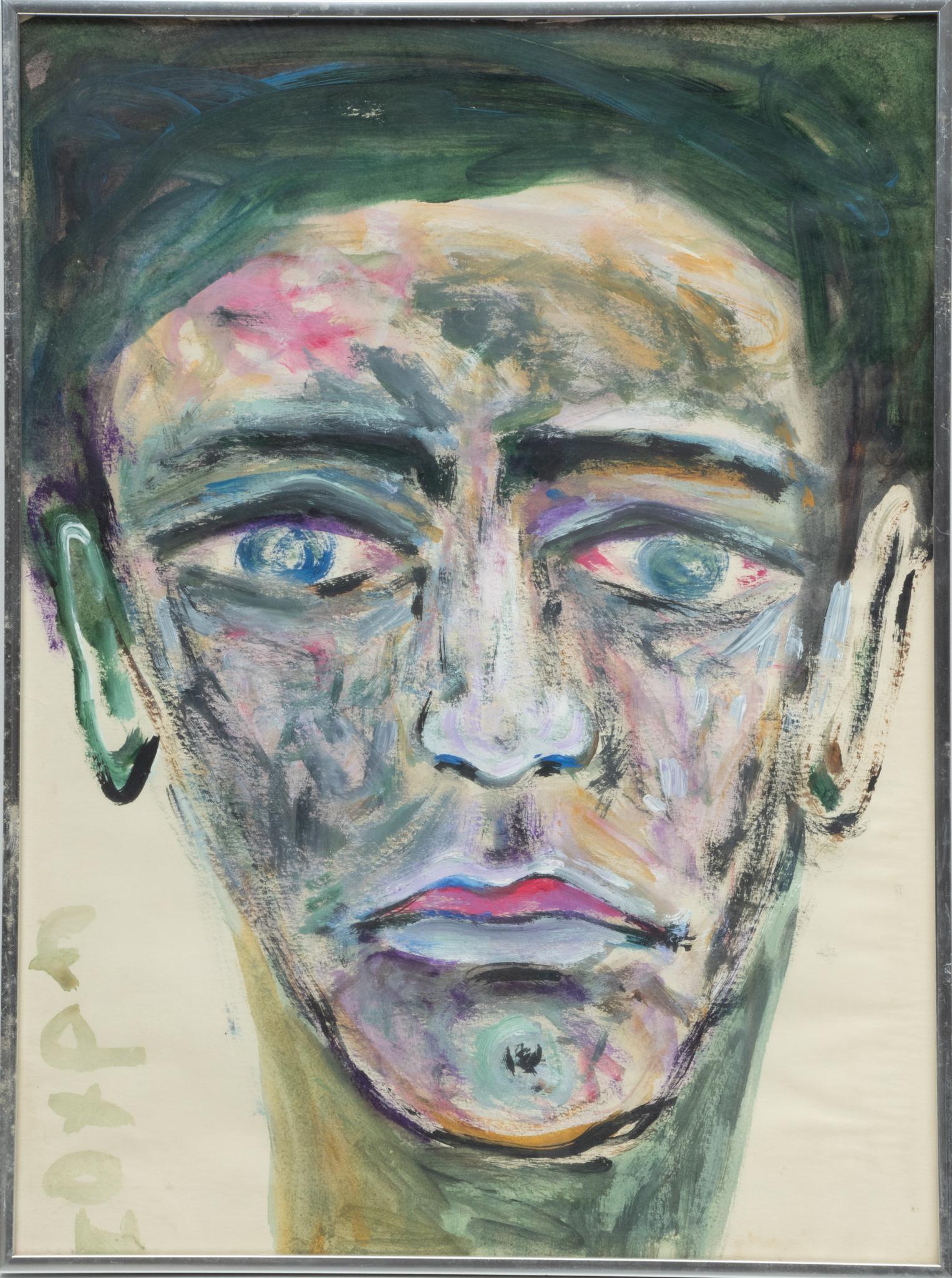 Jack Faxon Abstractd Portrait, Mixed Media H 23'' W 17'' (1 of 3)