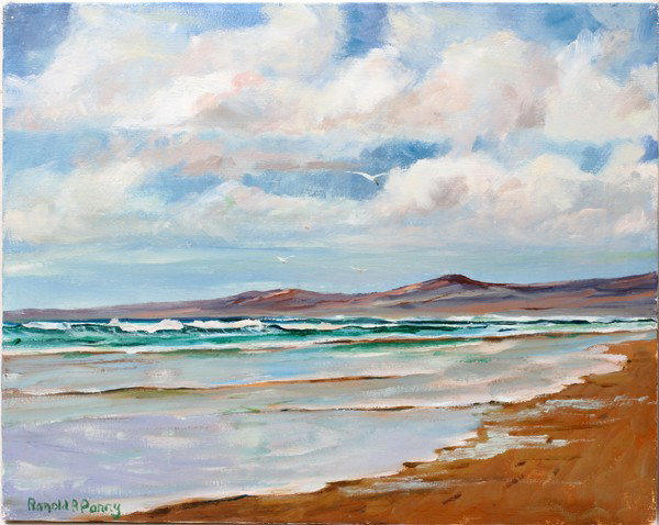 RONALD R. PARRY, OIL ON CANVAS: RONALD R. PARRY (AMERICAN CONTEMPORARY), OIL ON CANVAS, 16" X 20", "CAPE COD SHORELINE":Signed lower left;unframed; artist from Maine.