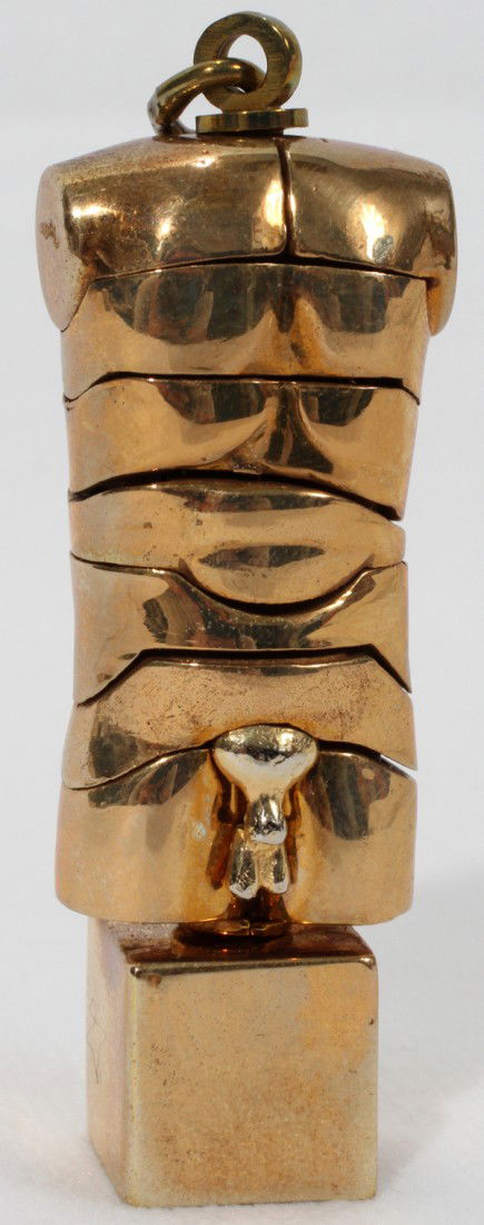 MIGUEL BERROCAL, GILT BRONZE SCULPTURE,: MIGUEL BERROCAL, GILT BRONZE SCULPTURE, H 2.3", MICRO DAVID:Signed. In box with book.