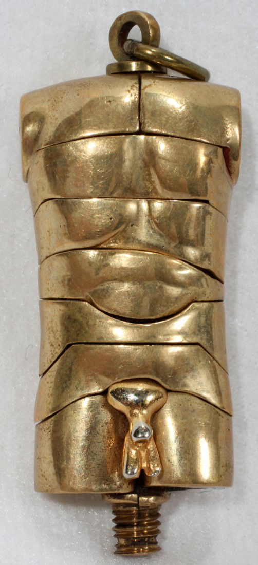 MIGUEL BERROCAL, GILT BRONZE SCULPTURE,: MIGUEL BERROCAL, GILT BRONZE SCULPTURE, H 1 3/4", MICRO DAVID:Signed. No book.