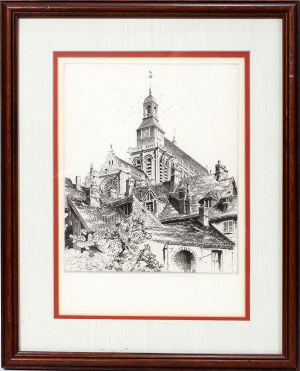 JOHN TAYLOR ARMS JOHN TAYLOR ARMS (1887-1953): JOHN TAYLOR ARMS JOHN TAYLOR ARMS (AMERICAN 1887-1953), ETCHING, 10" X 8", CATHEDRAL:Pencil signed; framed.