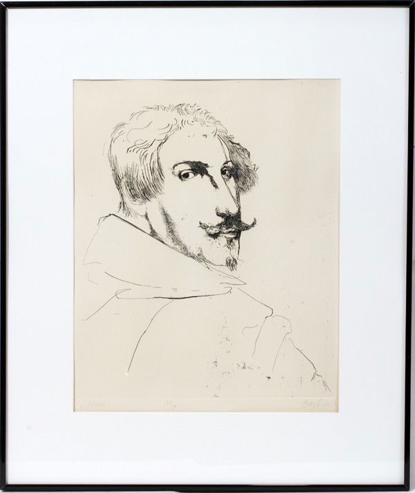 LEONARD BASKIN, ETCHING 14 1/2" X 17 1/2": LEONARD BASKIN, ETCHING 14 1/2" X 17 1/2", "O. LEONI":Pencil signed.
