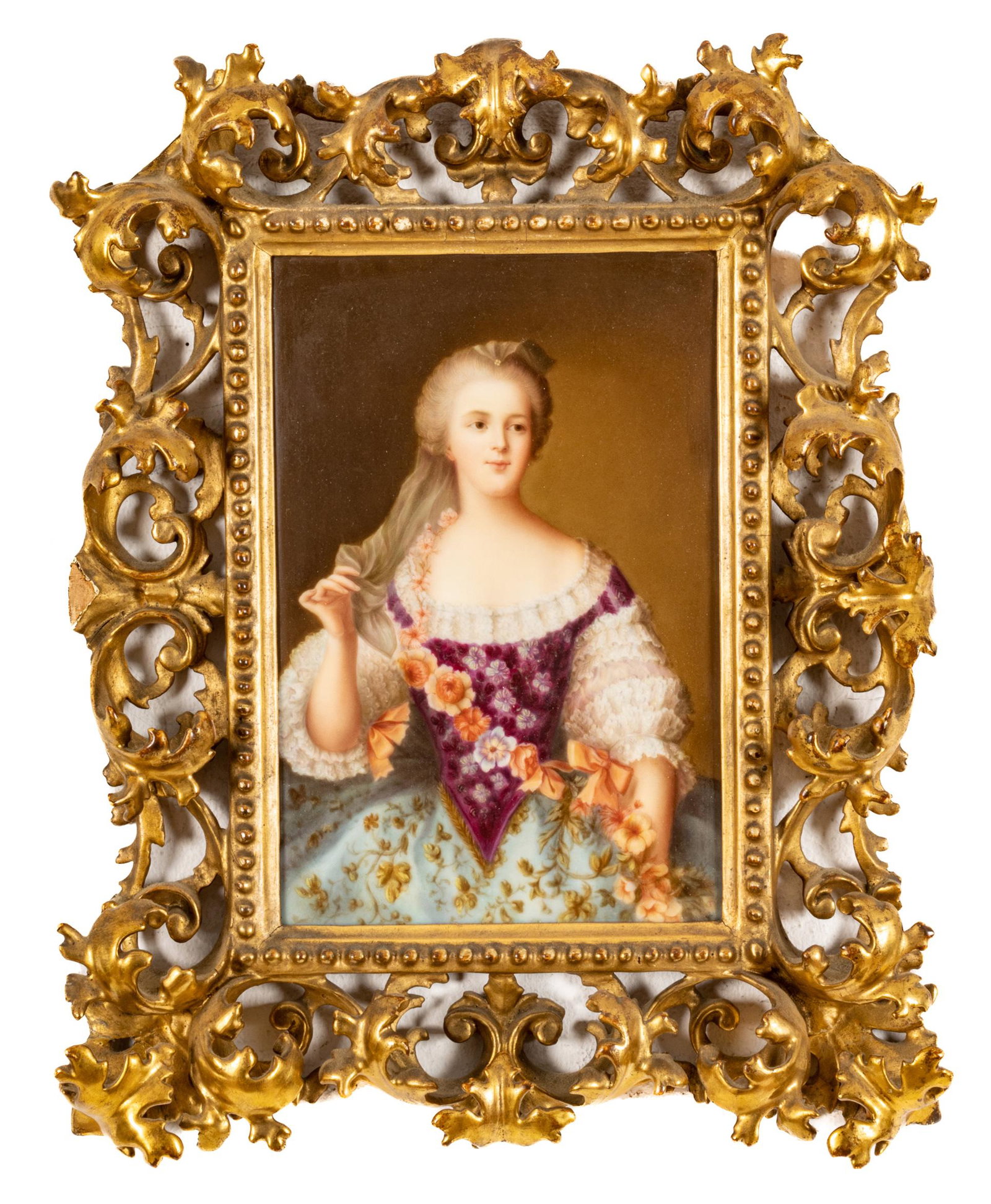 After Jean-Marc Nattier (German) Painting On Porcelain, Ca. 1900, Madam Sophie De France, H 8.5'' W (1 of 3)