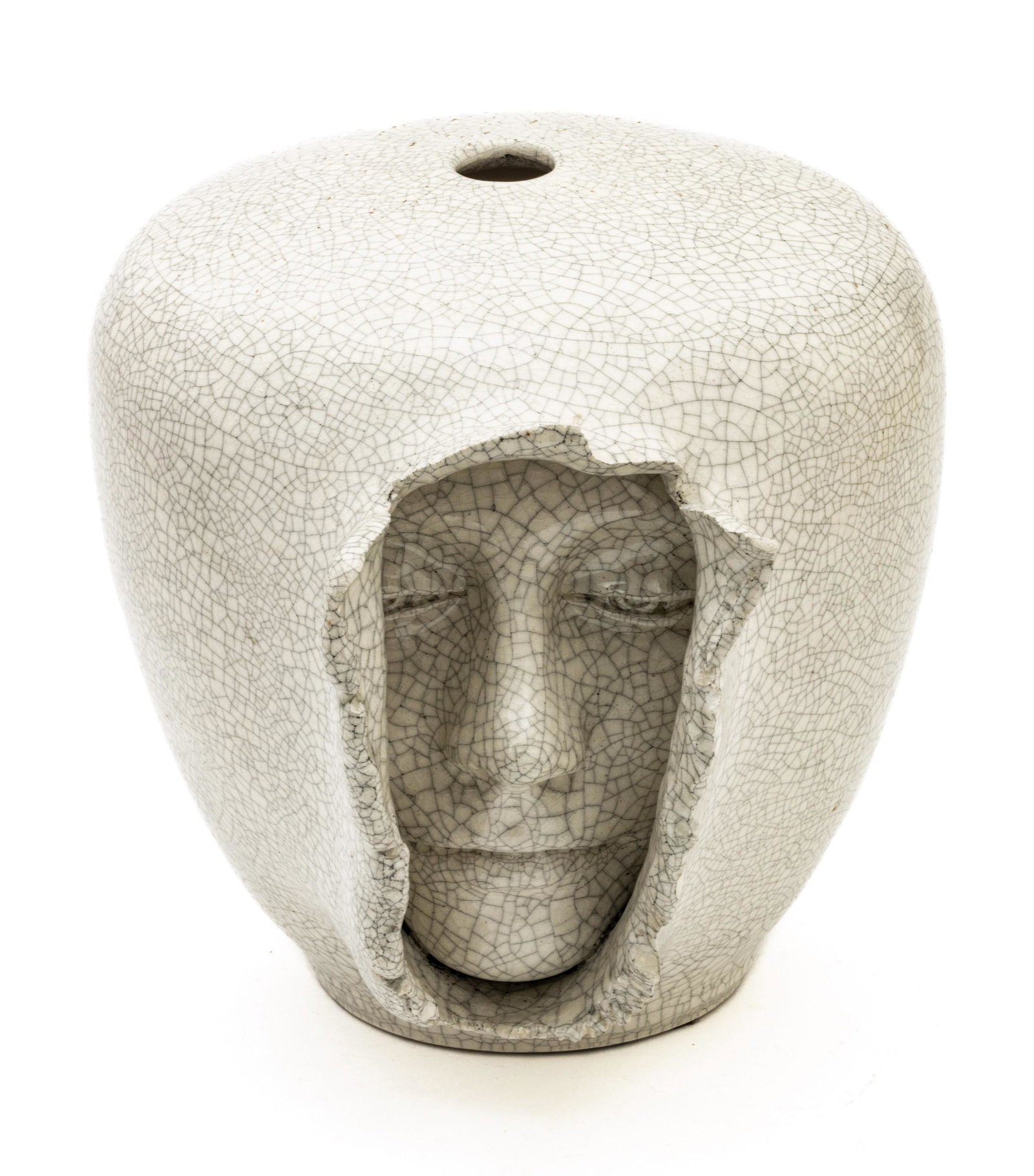 S. Porter, 1974 Art Pottery Vase, Emerging Face, H 8.7'' Dia. 9'' (1 of 5)