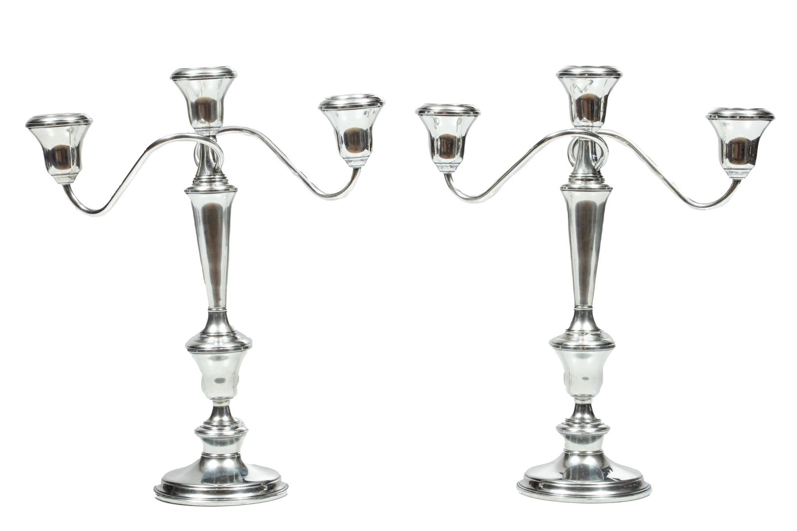 American Sterling Silver Pair Of Candelabra H 13'' L 10.5'' (1 of 6)
