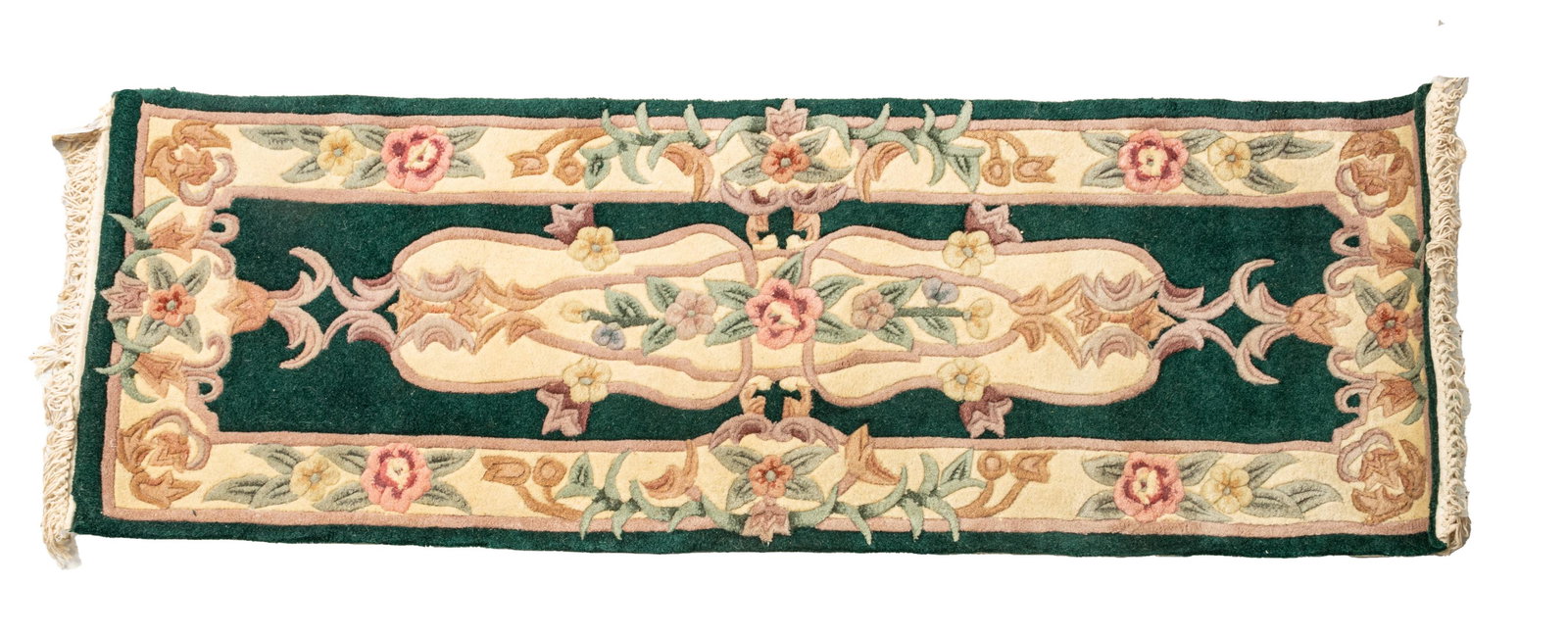 Chinese Hand Woven Wool Runners, Pair, Emerald Green W 2' L 6.6' 2 pcs (1 of 2)