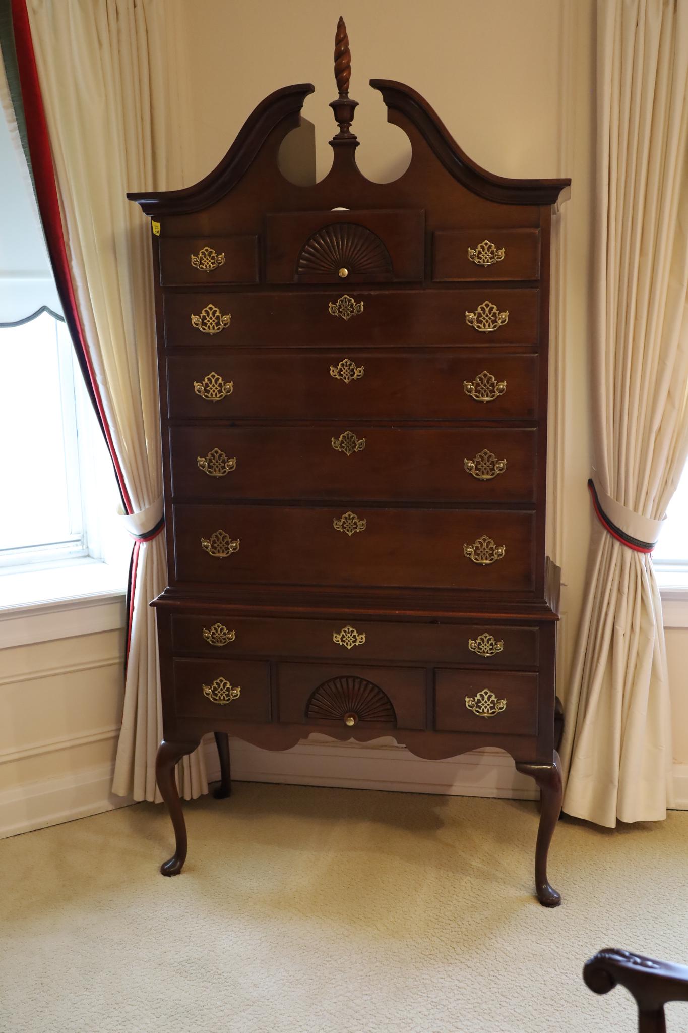 American Masterpiece Collection By Hickory Carved Mahogany Highboy Dresser H 86'' W 41.5'' Depth (1 of 3)
