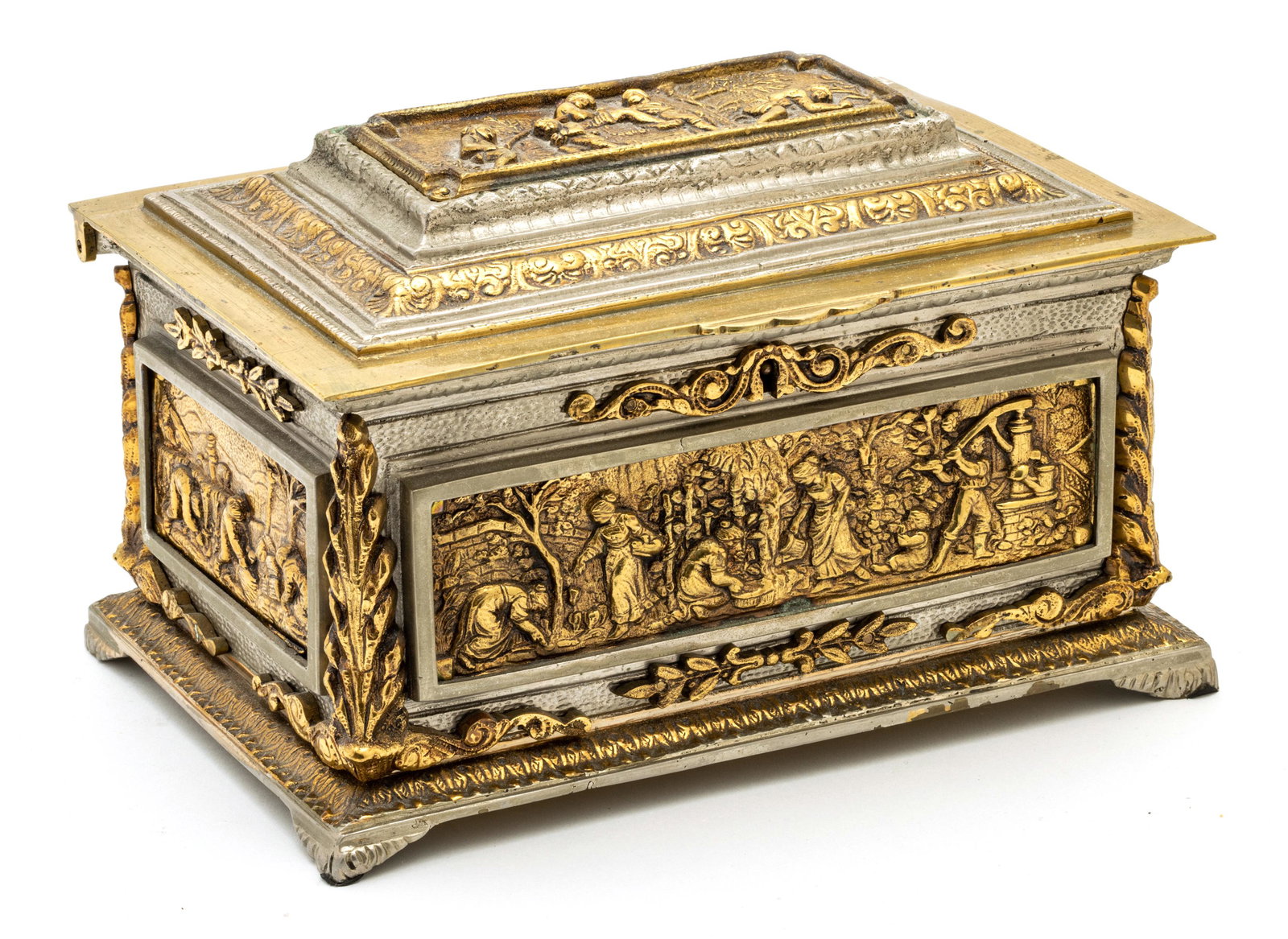 Spanish Gilt Metal Jewelry Box H 6.5'' L 9.4'' Depth 6'' (1 of 6)