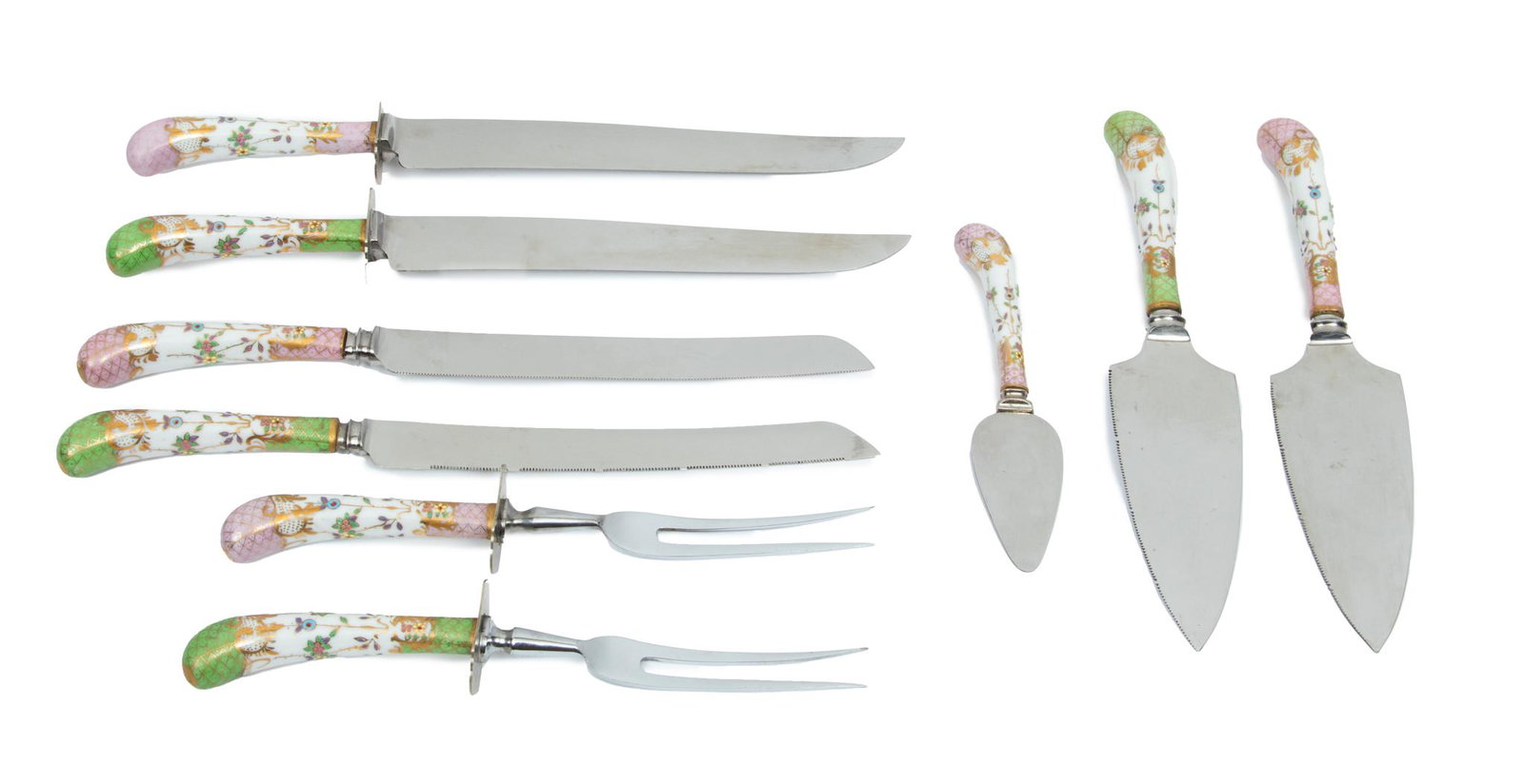 William Adams (Sheffield) Bread Knives, Pie Servers & Carving Sets, Porcelain Handles 8 pcs (1 of 4)