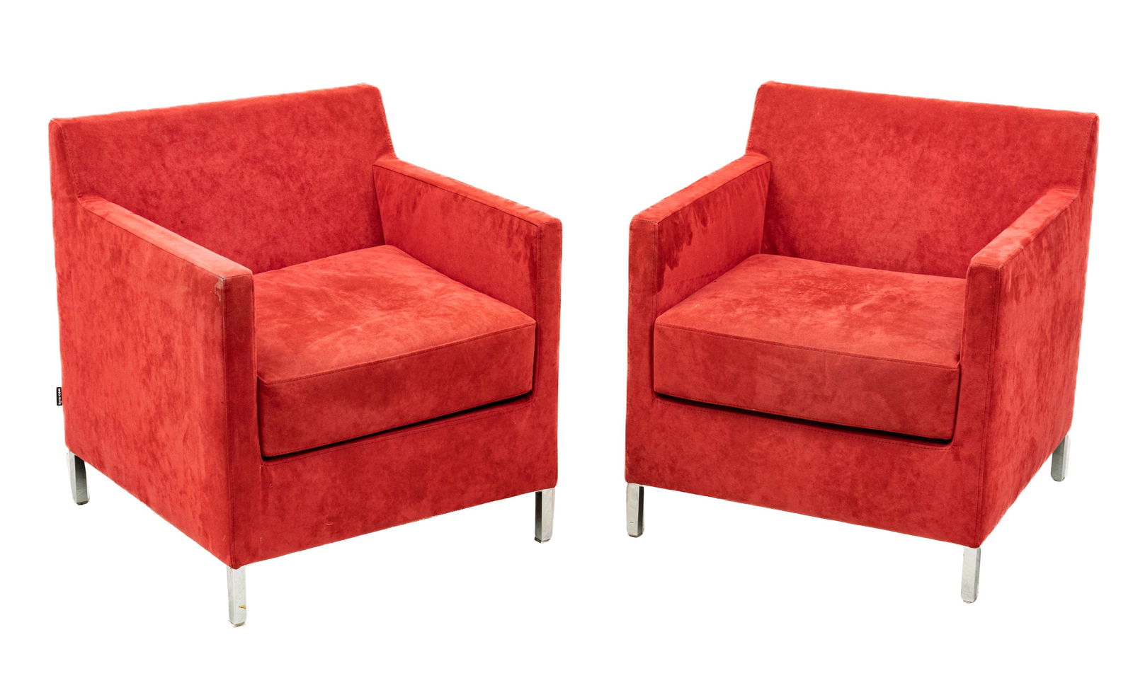 Ligne Roset (French) Chrome And Suede Lounge Chairs, H 27'' W 24.25'' Depth 24.25'' (1 of 5)