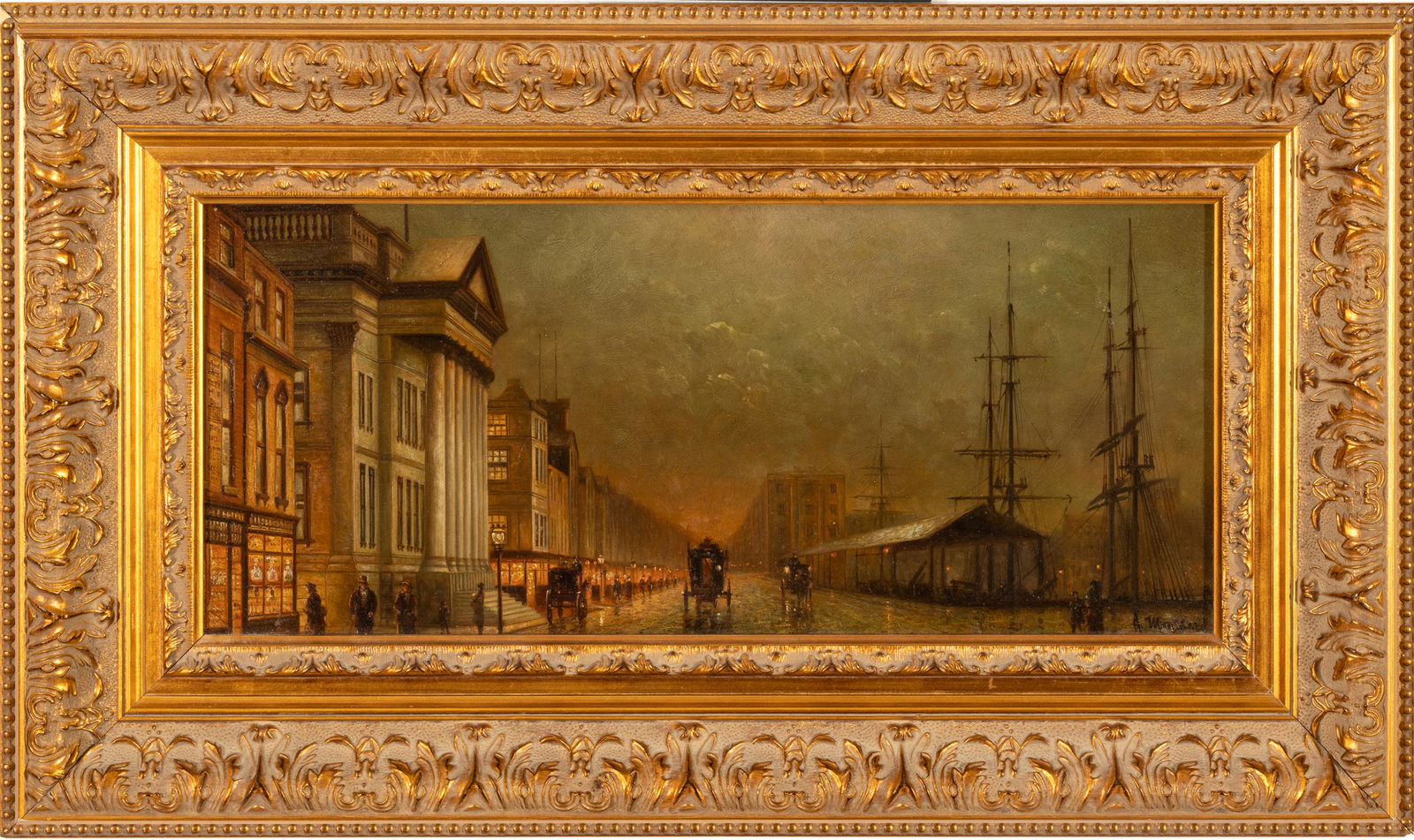 Albert Munghard (American, 1919-1998) Oil On Beveled Panel, Street Scene, H 8.5'' W 18.5'' (1 of 5)