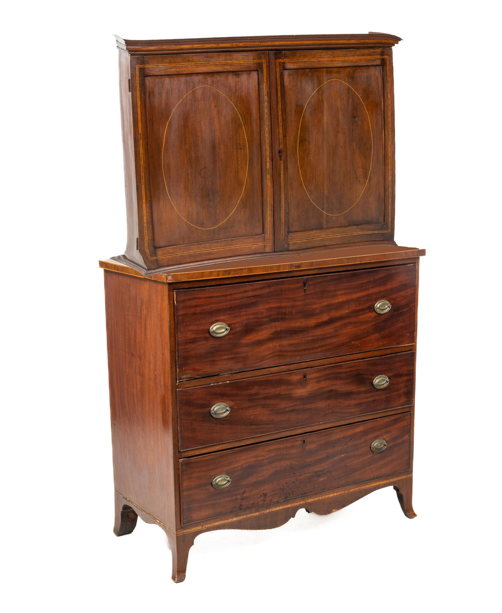 Mahogany Secretary Bookcase - Desk Ca. 1900, H 75'' W 42'' Depth 21'' (1 of 8)