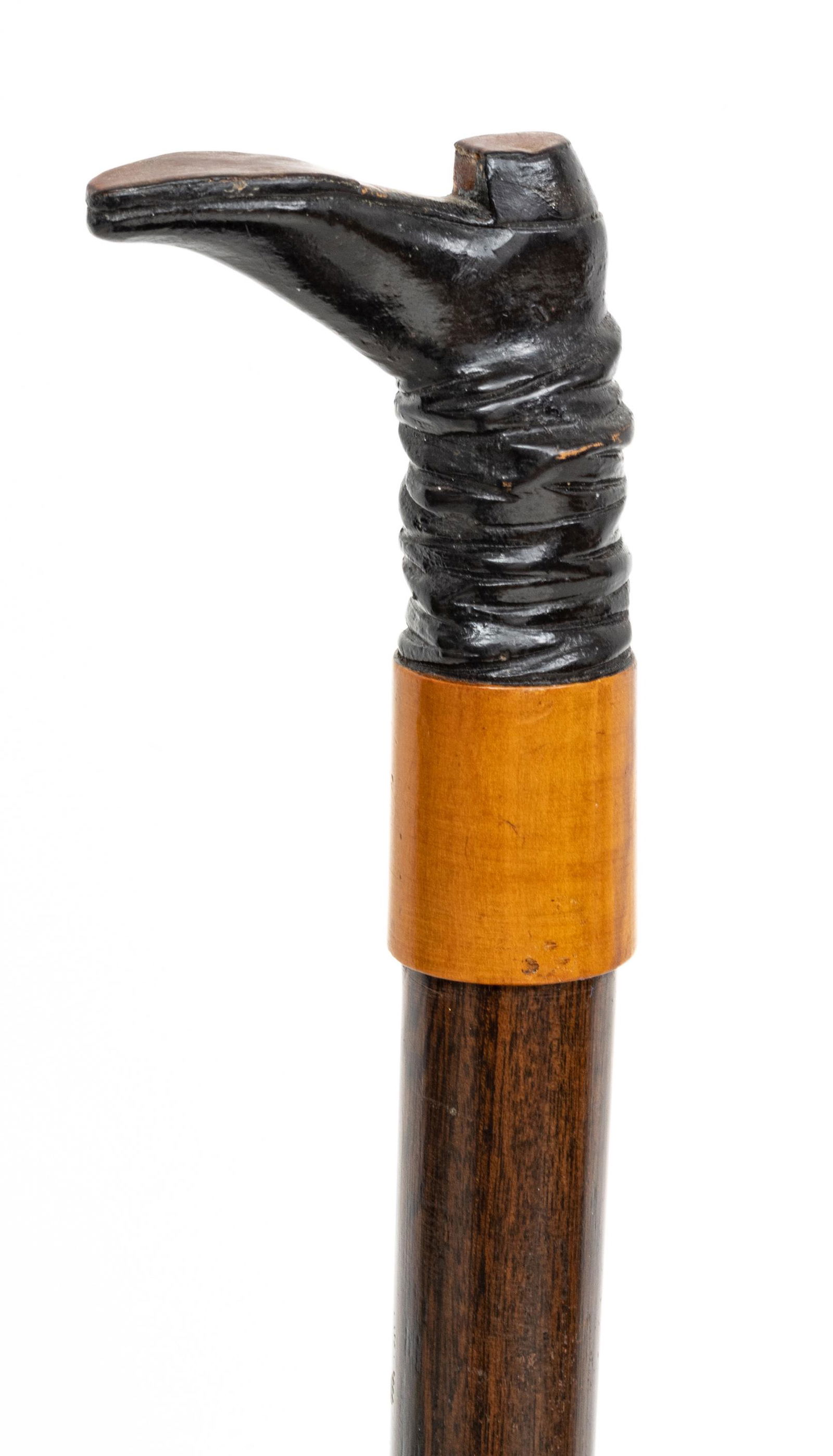 WALKING STICK, MAN'S BOOT HANDLE, H 35.5", W 1.25", D 2.5" (1 of 3)