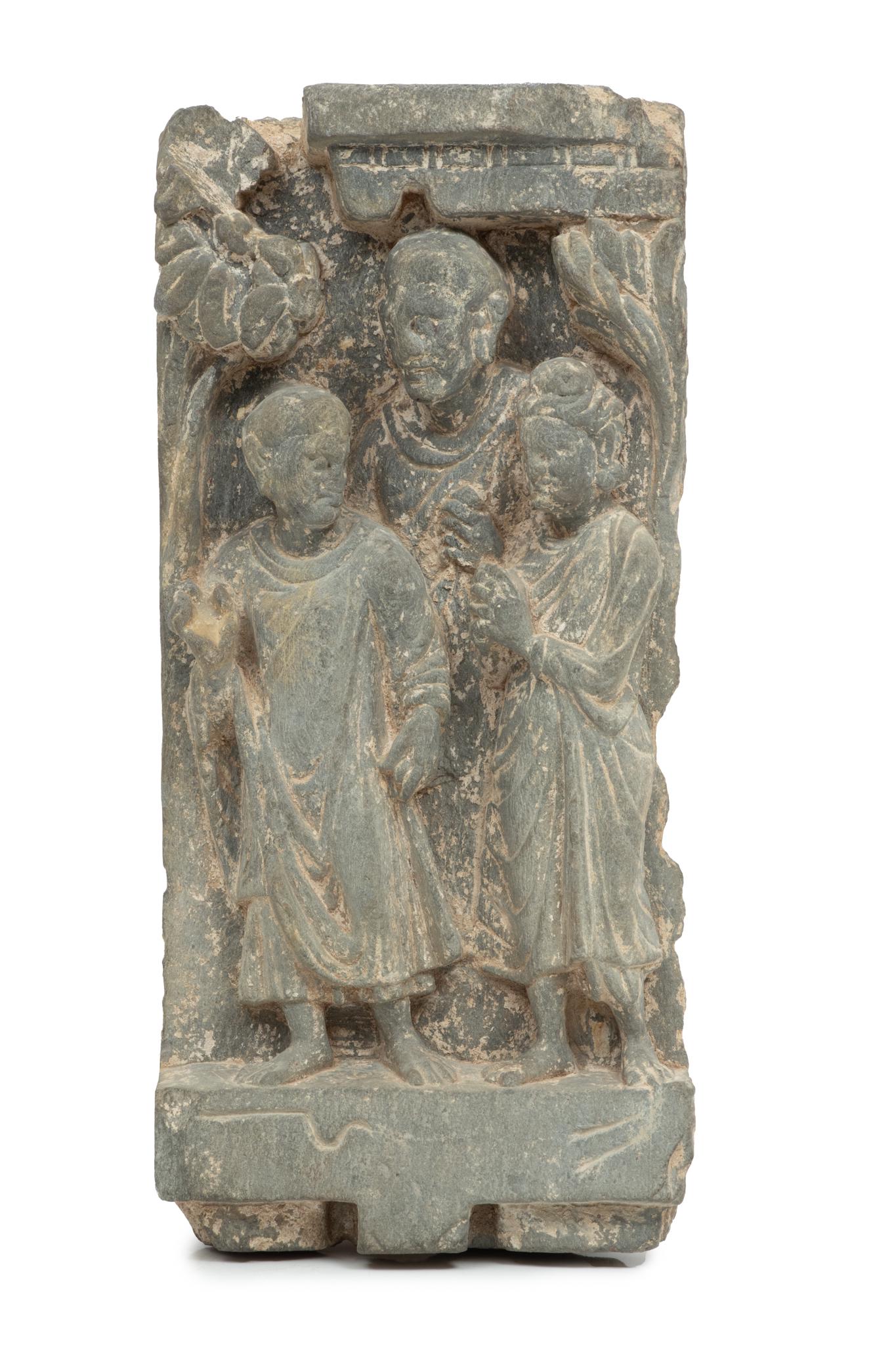 Archaic Carved Basalt Relief, H 16'' W 7.5'' Depth 3'': Archaic Carved Basalt Relief, H 16'' W 7.5'' Depth 3'' | Provenance: Collection of Cruse W. and Virginia Patton Moss, Ann Arbor, Michigan.