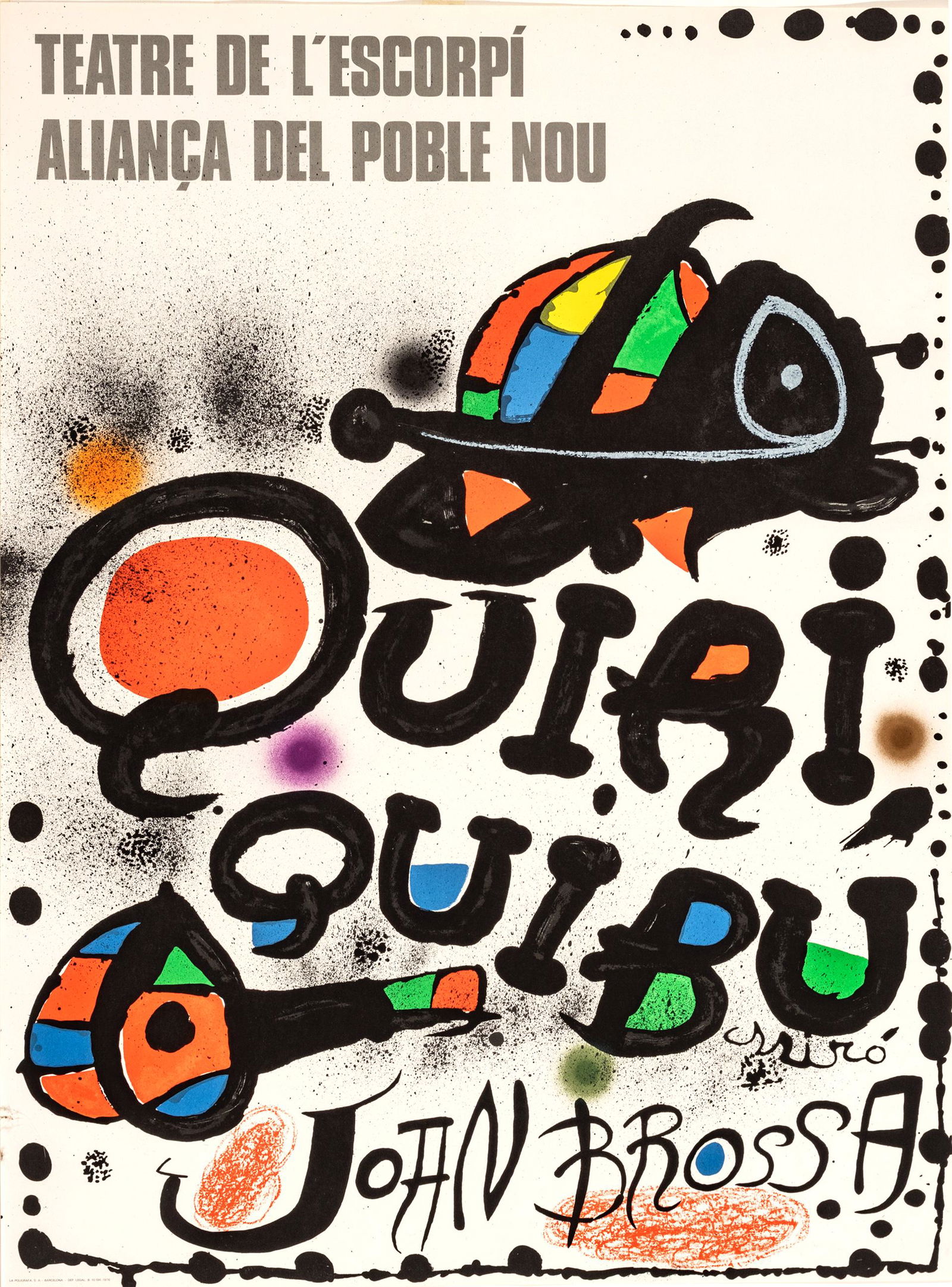 Joan Miro (Spanish, 1893-1893) Lithograph Poster, 1976, Quiri Quibu Joan Brossa, H 29.37'' W 22'' (1 of 2)